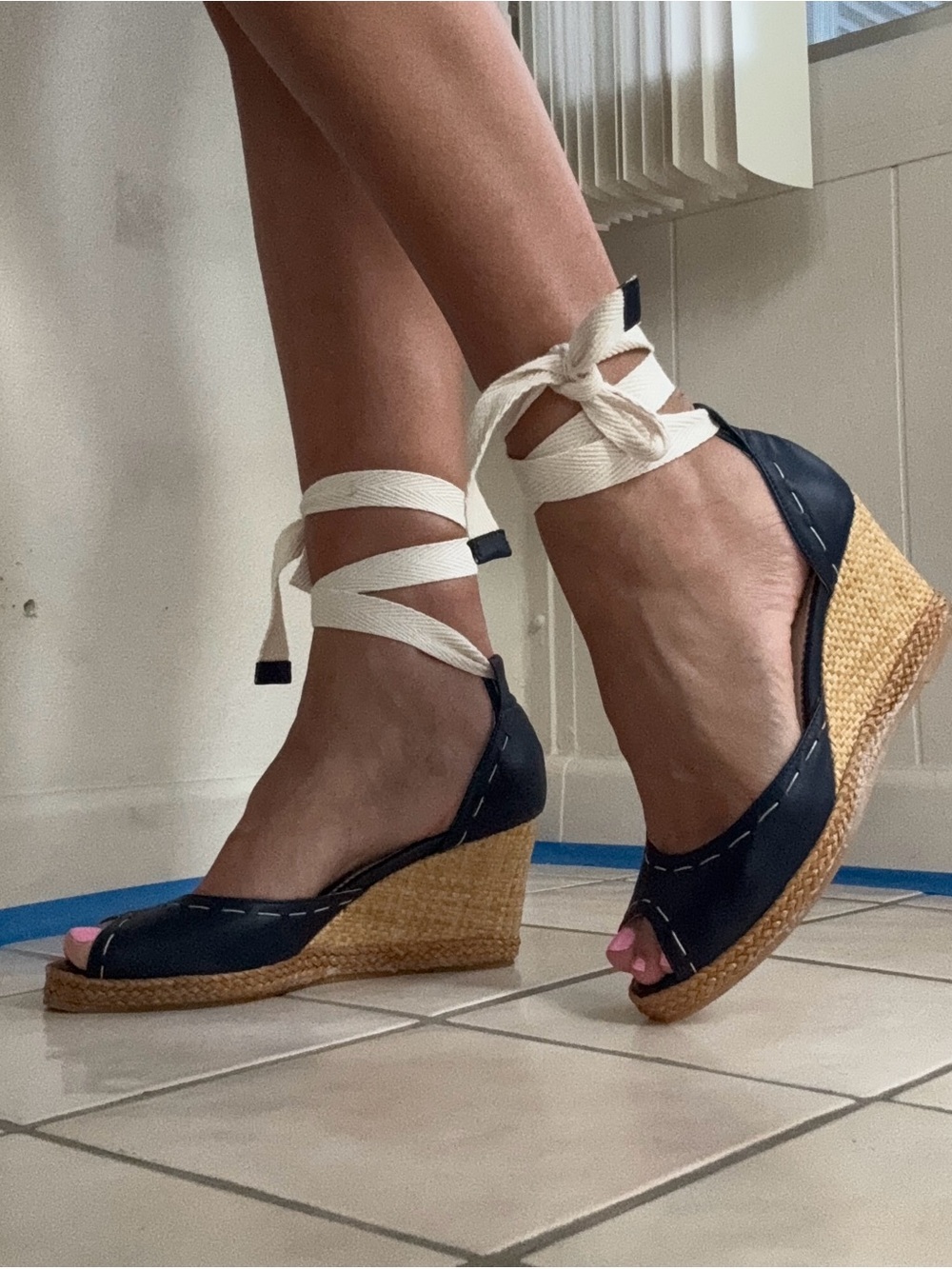 Made in Italy Genuine Leather Espadrilles Wedge Sandals-Women’s EU 38/US 7.5-8